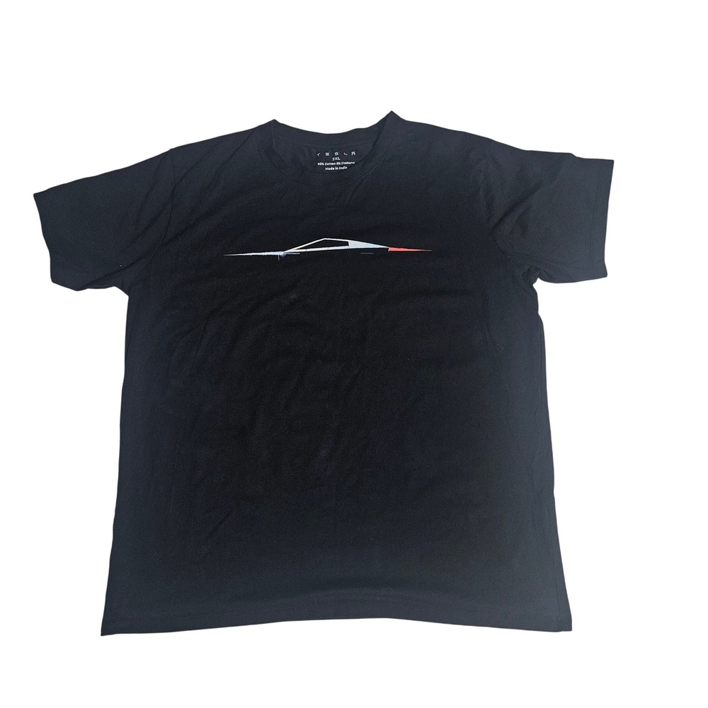 Tesla Cybertruck Graphic T-Shirt Mens 3XL Black Short Sleeve Graffiti Logo Tee